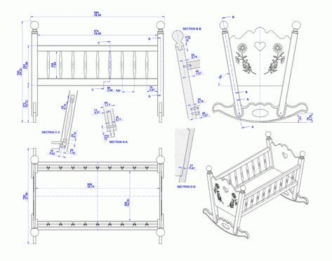 Rocking baby cradle - Assembly drawing Cradle Plans, Baby Crib Woodworking Plans, Baby Cradle Plans, Doll Furniture Plans, Cradle Woodworking Plans, Wooden Baby Crib, Crib Woodworking Plans, Woodworking Plans Toys, Baby Crib Diy