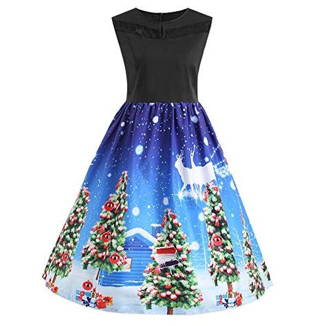 Cinnamou Dress, Christmas Festival Women's Sleeveless Xma... https://www.amazon.co.uk/dp/B07HFCF4DK/ref=cm_sw_r_pi_awdb_t1_x_GpC8Bb794JHGJ Plus Size Christmas Dresses, Vintage Dresses Cheap, 1950s Fashion Women, Prom Costume, Vintage Dress Blue, Plus Size Christmas, Christmas Dress Women, Vintage Plus Size, Christmas Party Dress