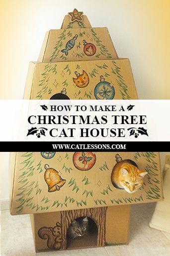 How to make a #Christmas Tree Cat House your #cat will absolutely love and safely enjoy. Diy Cat Christmas Tree, Bunny Setup, Black Cat Humor, Christmas Tree Cat, Kitten House, Kitty Toys, Cat Fun, Cat Tent, Cat Christmas Tree