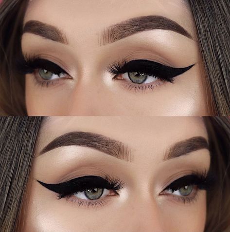 Winged Liner Makeup, Easy Winged Eyeliner, Eyeshadow For Green Eyes, Thick Eyeliner, Eyeliner Hacks, Winged Eyeliner Tutorial, Liner Makeup, Eyeshadow For Blue Eyes, Simple Eyeliner