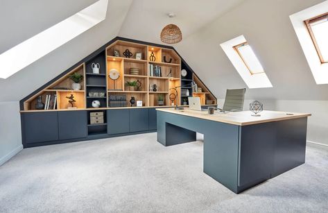 Home Office Furniture UK | Fitted Furniture | Neville Johnson Office Loft Design, Loft Home Office, Staircase Manufacturers, Attic Office, Loft Office, Loft Room, Loft House, Modern Loft, Loft Design