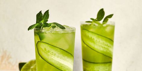 Cucumber-Mint Mojitos | Southern Living Cucumber Mint Mojito, Cucumber Mojito, Blender Juice, Mint Margarita, Southern Living Recipes, Flavored Sparkling Water, Peach Sangria, Mint Mojito, Mocktail Recipes