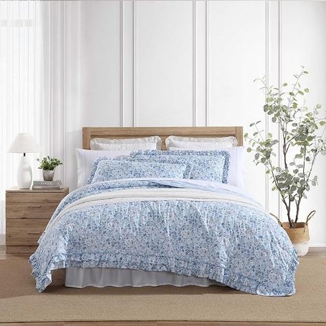 Amazon.com: Laura Ashley - Queen Quilt Set, Premium Microfiber Bedding with Matching Shams, Floral Home Decor with Ruffle Embellishments (Quartet Ruffled Blue, Queen) : Home & Kitchen Bougie Bedroom, Dorm Quilt, Pink Quilt Set, Bedroom Revamp, Ruffle Quilt, Bedroom 2024, Teal Bedding, Blue Bedding Sets, King Quilt Sets