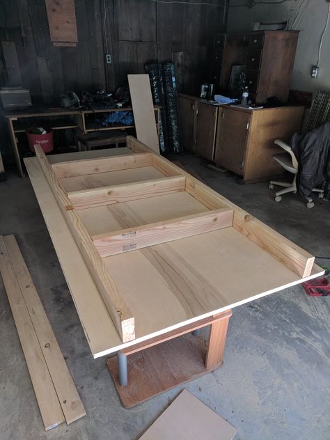 How to Build it; Custom Gaming Table — Idiot Tantrum Gaming Table Diy, Diy Storage Trunk, Dnd Room, Diy Arcade Cabinet, Dnd Table, Games Room Inspiration, Modern Square Coffee Table, Game Room Tables, Diy Dining Room Table