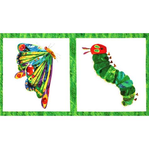 The Very Hungry Caterpillar Panel Butterfly White/Multi The Very Hungry Caterpillar Butterfly, Very Hungry Caterpillar Butterfly, Hungry Caterpillar Butterfly, Eric Carle Classroom, Caterpillar Butterfly, Hungry Caterpillar Craft, Butterfly Metamorphosis, Caterpillar Craft, Beautiful Fabrics