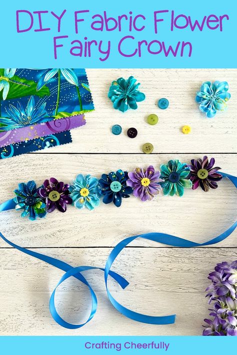 Fairy Garland Diy, Fabric Flower Crown, Fairy Headband Diy, Easy Flower Crown Diy, Diy Festival Accessories, Flower Crowns For Kids, Diy Fairy Crown, Fairy Headpiece Diy, Fairy Crowns Diy