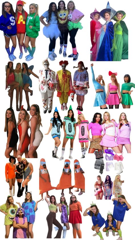 Halloween Triplet Costumes, Halloween Costumes Big Group, 3 People Halloween Costumes, Ideas Carnaval, Ideas Disfraz, Middle School Lockers, School Spirit Week, Themed Halloween Costumes, Rapunzel Disney