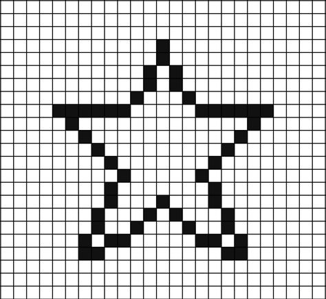 A pixel art template of the outline of a star (black on white). Pixel Art Pattern Star, Star Grid Pattern, Star Alpha Pattern, Star Pixel Art, Pixel Star, Star Outline, Drawing Stars, Graph Paper Drawings, Graph Crochet