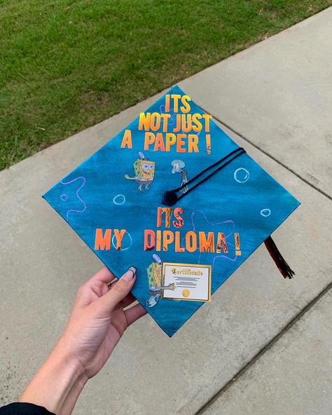 Sarcastic Graduation Caps, Gaming Graduation Cap, Nerdy Graduation Cap, Avatar The Last Airbender Graduation Cap, Cute Cap Ideas For Graduation, Spongebob Grad Cap, Funny Graduation Cap Decoration, Graduation Cap Designs Funny, Funny Graduation Cap Designs