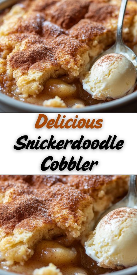 This warm and gooey Snickerdoodle Cobbler combines the flavors of a classic snickerdoodle cookie with a buttery cobbler base. Perfect for family gatherings or cozy nights in, this easy dessert is best served warm with vanilla ice cream. Snickerdoodle Cobbler, Cobbler Recipes Easy, Snickerdoodle Cookie, Cobbler Recipe, Cobbler Recipes, Snickerdoodles, Vanilla Ice, Vanilla Ice Cream, Easy Dessert