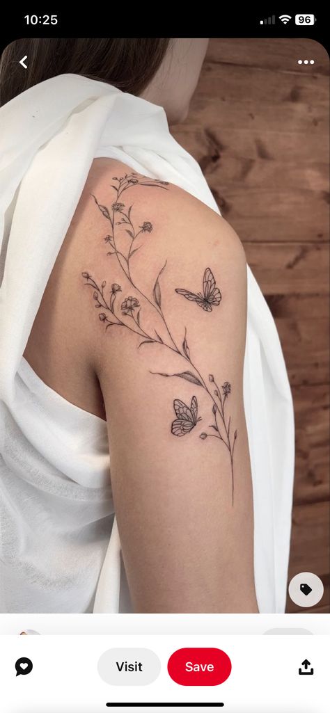 Wrap Shoulder Tattoos For Women, Flower Shoulder Wrap Tattoo, Floral Vine Shoulder Tattoo, Wrap Around Line Tattoo, Upper Arm Tattoos For Women Flowers, Ear To Shoulder Tattoo, Vines On Shoulder Tattoo, Wraparound Tattoo Arm, Upper Arm Wrap Tattoo