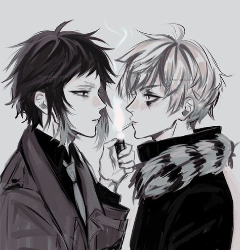 Sskk Fanart, Shin Soukoku Cute, Lippmann X Piano Man Bsd, Beast Skk Fanart, Beast Sskk, Bsd Beast Au Shin Soukoku, Beast Bsd Fanart, Soukoku 15 Fanart, Bongou Stray Dogs