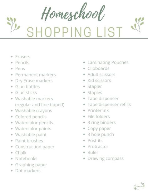 Homeschool Supply List, Homeschool Room Decor, Shopping List Printable, Montessori Parenting, Homeschool Hacks, Homeschool Field Trips, Free Homeschool Curriculum, Homeschool Preschool Activities, Homeschool Lesson Plans