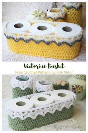 Toilet Paper Roll Victorian Basket Free Crochet Patterns Crochet Toilet Roll Cover, Crochet Owl Basket, Diy Crochet Basket, Large Crochet Hooks, Crochet Basket Pattern Free, Crochet Storage Baskets, Crochet Storage, Basket Pattern, Crochet Basket Pattern