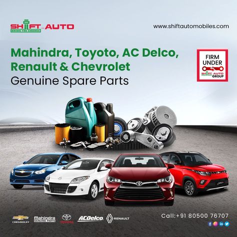 We have genuine spare parts for Mahindra, Toyota, AC Delco, Renault, and Chevrolet at Shift Automobiles. ☎️ Call us to book at +91 8050076707 🌐 Website: http://shiftautomobiles.com/ #ChevroletParts #ToyotaParts #MahindraParts #RenaultParts #AcDelcoParts #MahindraGenuinePartsOnline #MahindraSparePartsOnline #MahindraGenuinePartsBangalore #GenuinePartsBangalore #AutoPartsBangalore #ChevroletAuthorizedCarParts #ShiftAutoMobiles #FixMyCars #Bangalore Car Chevrolet, Bangalore, Car Parts, Auto Parts, Spare Parts, Toyota, Google Search