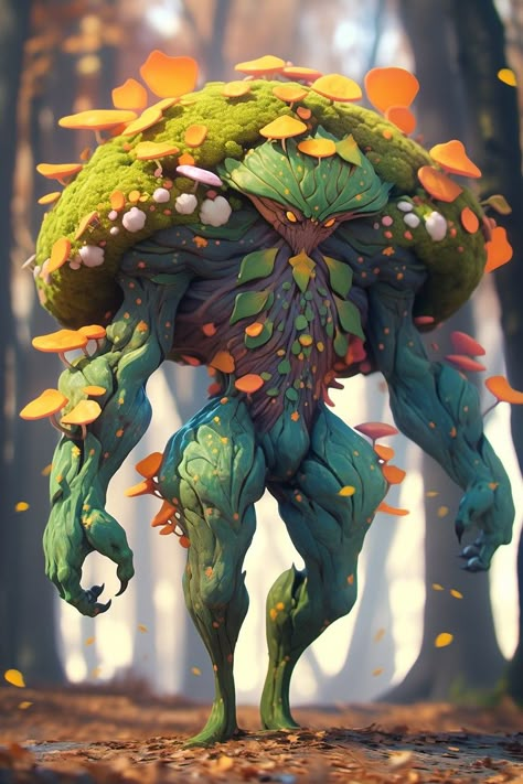 Tree fungus creature d&d Created by me, please ask before you use it. Voidlessname on Midjourney Fungal Monster Art, Mushroom Race Dnd, Dnd Mushroom Monster, Fungi Monster, Mushroom Warrior, Tree Creature, Plant Creature, Tree Monster, Plant Monster