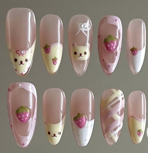 Kawaii Nail Inspiration, Nails Design Pastel, Cute Simple Nails, Anime Nails, Pretty Gel Nails, Really Cute Nails, Acrylic Nails Coffin Pink, Soft Nails, Kawaii Nails