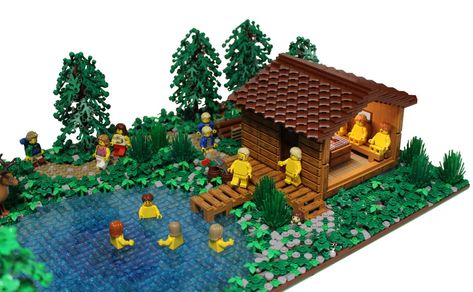 LEGO Finland | In Finland forests, lakes and saunas are very… | Flickr Lego Forest, Lego Mountain, Lego Ewok Village, Japanese Lego House, Lego Winter Village Moc, Lego Land Japan, Alternative Furniture, Lego Christmas Village, Lego Christmas