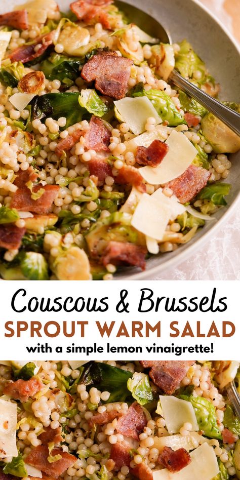 Lemon Dijon Vinaigrette, Shredded Brussels Sprouts, Brussels Sprout Salad, Shaved Parmesan, Sprout Salad, Holiday Side Dish, Recipe For Dinner, Dijon Vinaigrette, Warm Salad