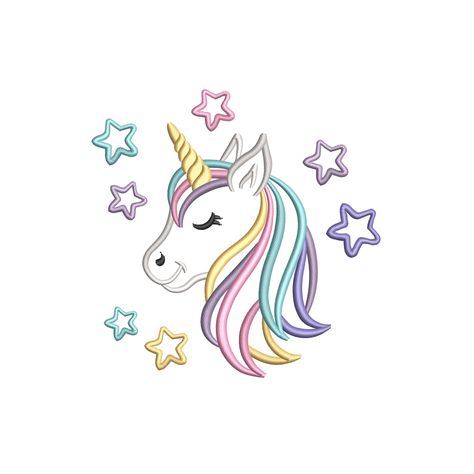 Hello and welcome to my Etsy store! I'm glad we can meet here and I would like to invite you to purchase my embroidery pattern:  Magic Unicorn Embroidery Design for Embroidery Machine Our Unicorn embroidery design is available in 6 different sizes, giving you the flexibility to choose the best size for your project. Here are the details for each of the sizes this embroidery design: w*h: Size 1: 2.8" X 2.8" (71 X 71 mm), 5 543 stitches Size 2: 3.3" X 3.3" (84 X 84 mm), 6 610 stitches Size 3: 3.8" Embroidery For Kids, Unicorn Embroidery, Unicorn Cross Stitch Pattern Free Printable, Unicorn Applique Pattern, Embroidery Unicorn, Unicorn Embroidery Pattern Free, Unicorn Applique Template, Embroidery Unicorn Pattern, Unicorn Hand Embroidery Design