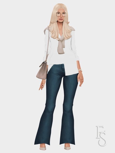 F a r f a l l a ☁️: Women in Finance | Spring Edition 🌸 01. Sweater |... Sims 4 Cc Work Clothes, Sims 4 Classy Cc, Sims 4 Cc Elegant Clothes, Sims 4 Mom Clothes Cc, Sims 4 Old Money Cc, Sims Wardrobe, Women In Finance, Ts4 Lookbook, Aesthetic Lookbook