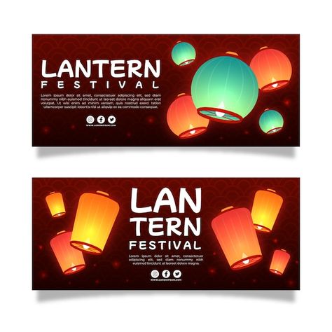 Gradient lantern festival horizontal ban... | Free Vector #Freepik #freevector #lantern-festival #paper-lantern #banner-set #chinese-festival Festival Banner, Vector Gradient, Chinese Festival, Lantern Festival, Paper Lantern, Psd Files, Graphic Design Inspiration, Layout Design, Banners