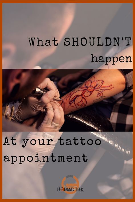 article about what should and shouldn't happen at your tattoo appointment What To Wear To A Tattoo Appointment, Back Of Forearm Tattoo, Tattooing Machines, Tattoo Oil, Tattoo Fixes, Tattoo Appointment, Becoming A Tattoo Artist, Tattoo Cream, Tattoo Techniques