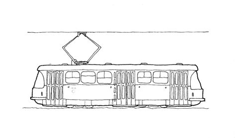 #train #tram #prague #sketch Train Sketch Simple, Tram Tattoo, Tram Drawing, Prague Sketch, Train Sketch, Latest Graphic Design Trends, Sketches Simple, Graphic Design Trends, Urban Sketching