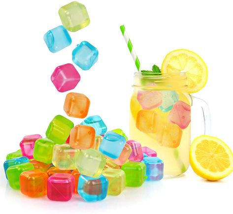 Amazon.com: Reusable Ice Cubes For Wine or Beer, BPA Free Refreezable Ice Cube for whiskey without Diluting To Keep Drinks Cold Longer Easy To Use (Multi-50Pack): Home & Kitchen Coloured Ice Cubes, Reusable Ice Cubes, Fake Ice Cubes, Plastic Ice Cubes, Freeze Ice, Ice Blocks, Ice Cube Molds, Vodka Cocktails, Ice Pack