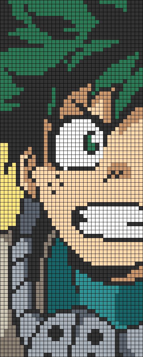 Alpha pattern #112507 | BraceletBook Anime Pixel Art Grid Black And White, Anime Crochet Tapestry, Anime Pixel Art Grid Easy, Anime Crochet Grid, Anime Grid Pattern, My Hero Academia Crochet, Pixel Drawing Anime, Mha Alpha Pattern, Mha Pixel Art