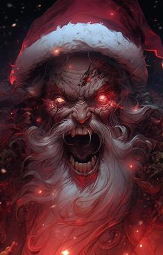 Horror Christmas Wallpaper, Evil Santa Claus, Bad Santa Claus, Christmas Horror Art, Evil Santa, Short Horror Stories, Christmas Horror, Bad Santa, Creepy Christmas