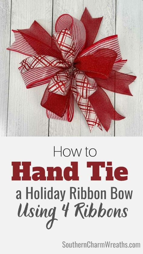 How To Make A Mesh And Ribbon Wreath, Diy Wire Ribbon Bows, Flat Ribbon Bow, How Much Ribbon To Make A Bow, Stacked Ribbon Bows, Curl Ribbon Bows, How To Make A Bow With Three Different Ribbons, Bow For Wreaths, How To Make Bows With Multiple Ribbons