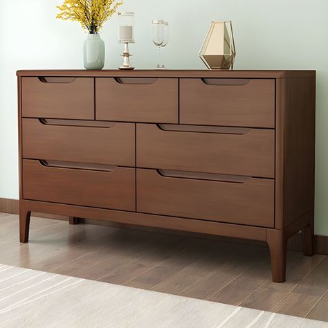 Contemporary Rubber Wood Storage Chest Home Chest with Drawers - Nut-Brown 7 Console Dresser, Traditional Dressers, Solid Wood Dresser, Drawers Bedroom, Lingerie Chest, Bedroom Chest, Cupboard Design, Wood Dresser, Wooden Chest