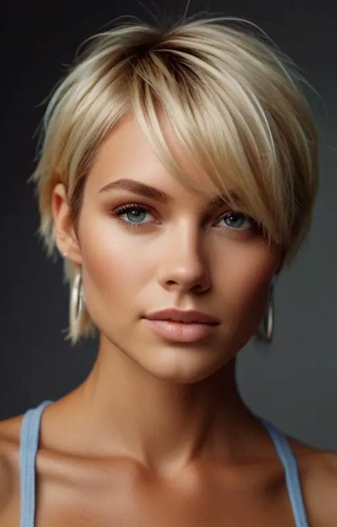 Blonde Short Haircut, Short Haircut Ideas For Women, Short Haircuts Ideas, Haircut Ideas For Women, Short Haircut Ideas, Haircuts For Ladies, Chic Short Haircuts, Chemo Hair, Blonde Short