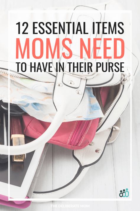 What are the essential items every mom carry in her purse? This post lists 12 necessities moms should have on hand. Which do you have? #momspurse Must Have In Purse, What’s In My Mom Bag, Purse Necessities List, What To Carry In Your Purse List, Mom Bags Everyday, Mom Purse Essentials, Mom Bag Essentials, Purse Must Haves, Purse Necessities