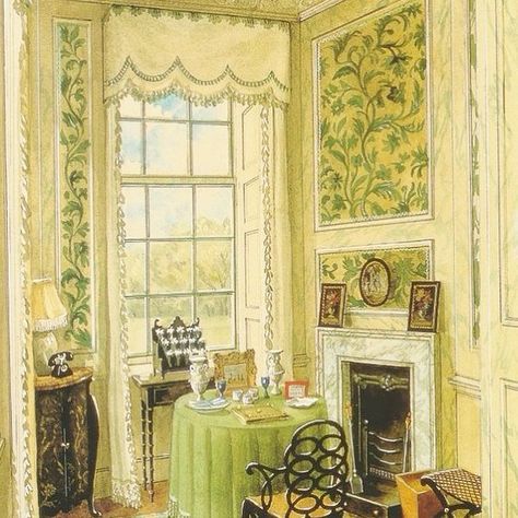 Gloria González on Instagram: “Inspiration du jour - The writing room at Ditchley Park, home of Nancy Lancaster. Watercolor by Alexandre Serebriakoff (1948)…” Nicolas Fairford, English Country House Style, Writing Room, Interior Paintings, Mary Cassatt, English Country Style, Interior Sketch, Interior Illustration, Interior Rendering