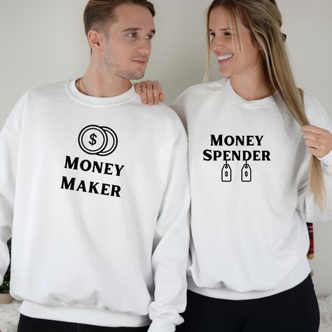 Sarcastic Couple, Matching Couple Sweatshirts, Couples Money, Sweatshirt Aesthetic, Funny Couple, Relationship Gifts, Matching Couple Shirts, Couples Sweatshirts, Matching Sweatshirts