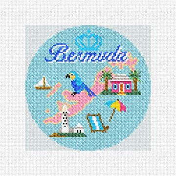 Sunny Bermuda Needlepoint Ornament Kit | NeedlePaint Needlepoint Kits Canvases, Christmas Ornament Diy, Needlepoint Christmas Ornaments, Travel Ornament, Needlepoint Ornaments, Beach Ornaments, Ornament Diy, Dmc Embroidery Floss, Needlepoint Christmas