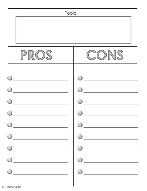 Pros and Cons List | Online or Editable and Printable Pros And Cons Template, Pros And Cons List Relationship Template, Pro And Cons List, Pros And Cons List Template, Study Things, Best Presentation Templates, Pros And Cons List, Recovery Coach, Print Planner