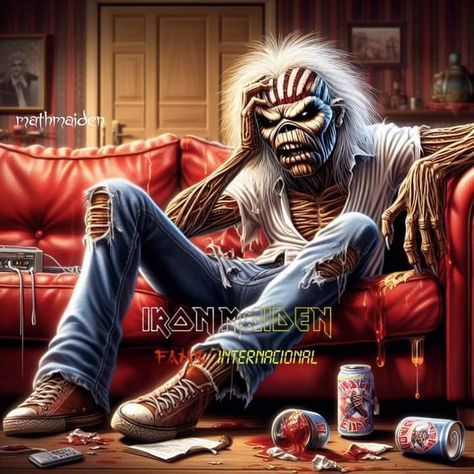 Iron Maiden Mascot, Iron Maiden Live, Bigfoot Pictures, Iron Maiden Posters, Eddie The Head, Iron Maiden Band, Rock Poster Art, Iron Maiden Eddie, Dope Cartoon Art