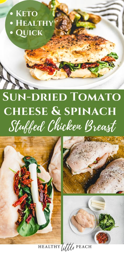 Macro Friendly Stuffed Chicken, Healthy Chicken And Sundried Tomato Recipes, Sun Dried Tomato Stuffed Chicken, Grilled Chicken And Spinach Recipes, Sides For Stuffed Chicken, Stuffed Chicken Recipes Healthy, Keto Stuffed Chicken Breast, Sundried Tomato Stuffed Chicken, Healthy Stuffed Chicken Breast