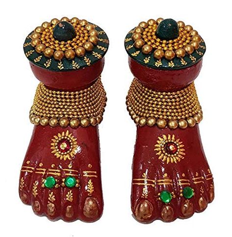 TERACOTA LAXMI JI CHARAN PADUKA FOR PROSPERITY AND WEALTH @ UPTO 60% OFF Laxmi Pada Design, Vaibhav Laxmi Pooja Decoration, Laxmi Lamp, Laxmi Charan, Vaibhav Laxmi Pooja, Diya Decoration Ideas, Thali Decoration, Diya Decoration, Thali Decoration Ideas