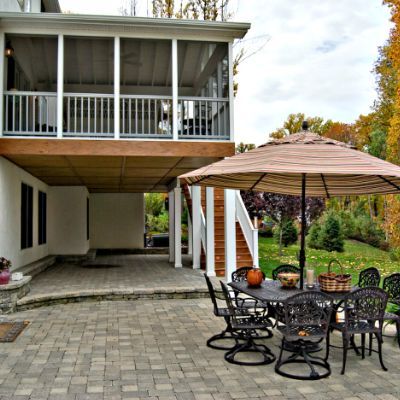 Underneath Deck Ideas, Patio Under Decks, Outdoor Patio Shades, Under Deck, Small Outdoor Patios, Screened Porch Designs, Backyard Shade, Building A Porch, Composite Deck