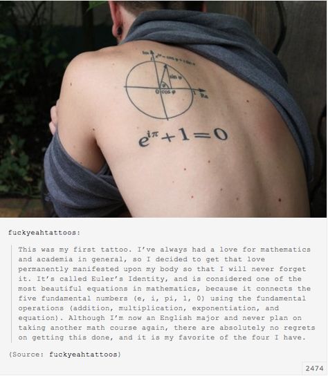 Euler's Identity Eulers Identity Tattoo, Alethiometer Tattoo, Calculus Tattoo, Roommate Tattoo, Math Tattoos Ideas, Eulers Identity, Mathematics Tattoo, Math Tattoo, Ballet Academia