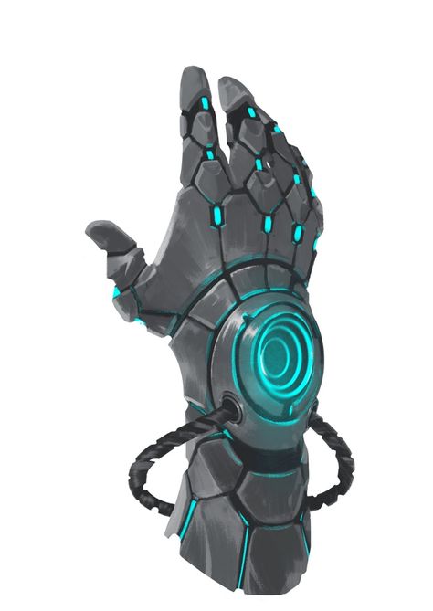 f036b59abc24fc0c5f0d6c6c2bbf5276_original-2 Cybernetic Gauntlet, Fantasy Gadgets Concept Art, Robot Hand Concept Art, Magic Prosthetic, Fantasy Gauntlets, Cyberpunk Gloves, Fantasy Gadgets, Cyberpunk Hand, Robotic Suit