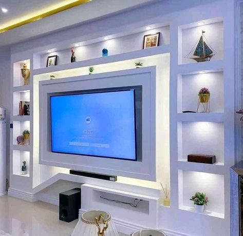 Tv Wall Design Luxury Tvs, Tv Shelf Design, Tv Wall Design Luxury, Tv Cabinet Wall Design, Tv Unit Design Modern, Tv Stand Decor, Tv Unit Interior Design, Modern Tv Wall, House Interior Decor Ideas