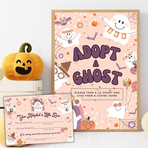 Ghost Adoption Certificate, Halloween Planner Printable, Halloween Chip Bags Free, Puppy Party Adoption Certificate Free, Free Printable Halloween Scrapbook Paper, Adoption Signs, Ghost Gifts, Ghost Party, Adoption Certificate