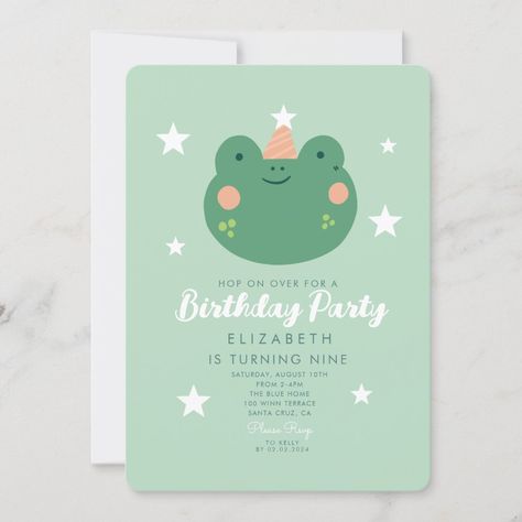 Hop on Over Frog Birthday Frog Birthday Invitations, Frog First Birthday Party, Halsey Birthday, Frog Themed Birthday Party, Frog Party Ideas, Toddler Birthday Party Themes, Frog Birthday Party, Frog Party, Frog Birthday