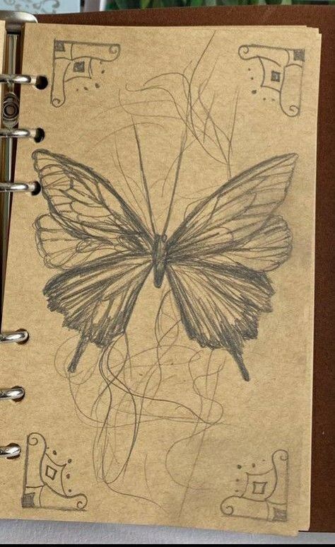 Butterfly Sketch Tutorial, Sketch Book Butterfly, Sketchbook Art Inspiration Nature, Wall Sketches Ideas Bedroom, Sketch Ideas Butterfly, Very Detailed Drawings, Sketches On Wall Aesthetic, Cool Drawing Ideas Creative, Things To Draw Butterfly