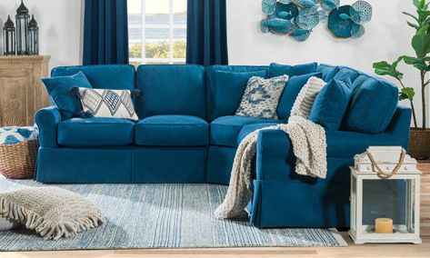 Add a touch of style and comfort with living room furniture like the Seabrooke 3-Piece Sectional, crafted with a denim-colored slipcover for a pop of color. Blue Sectional, Blue Slime, California King Mattress, St Croix, 3 Piece Sectional, King Mattress, Comfort Mattress, Corner Sectional, Living Room Sectional